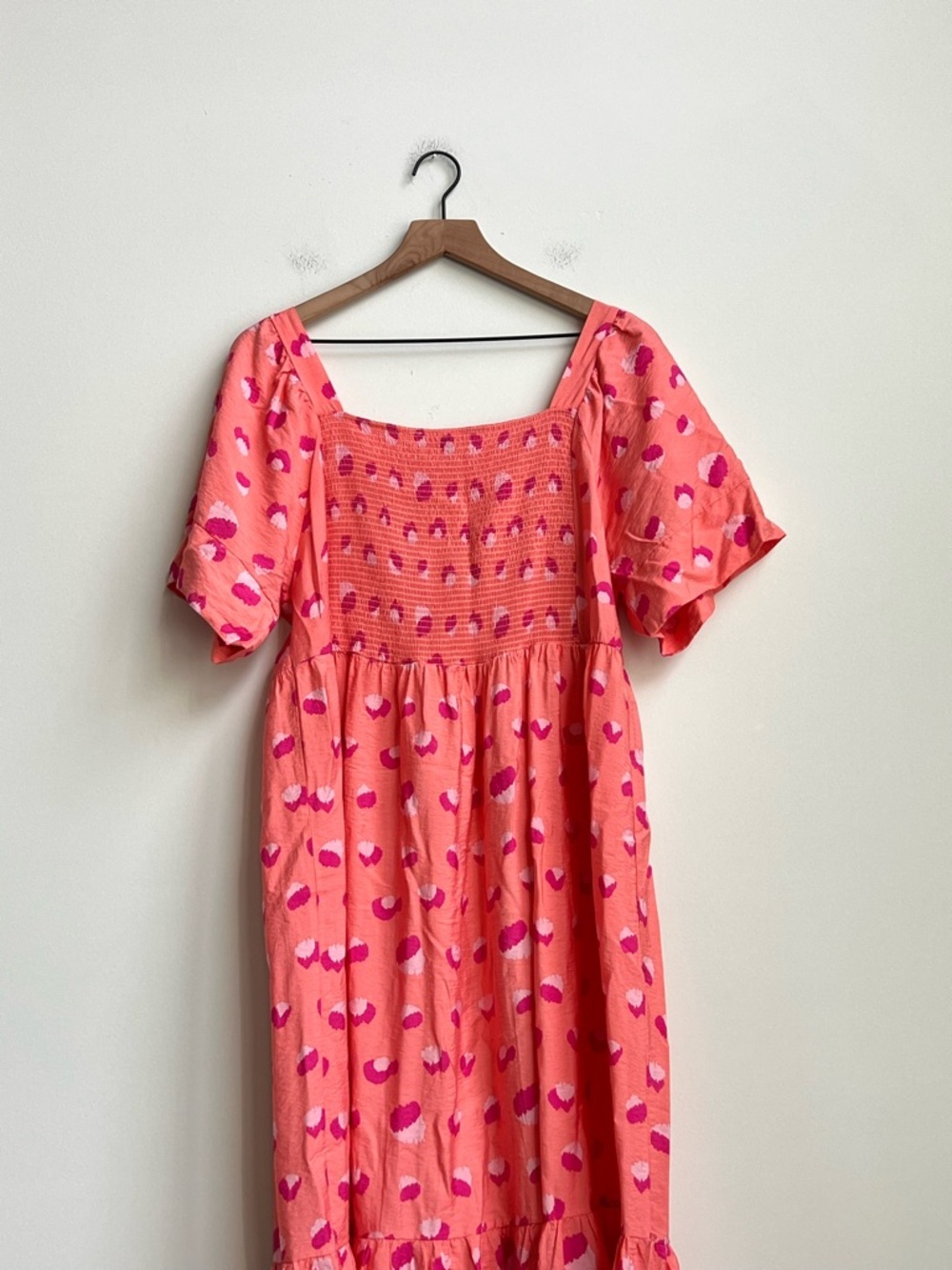 Michelle Mcdowell Daphne Dress Size Large Rough Runner Coral Midi Tiered Preppy - Picture 15 of 16